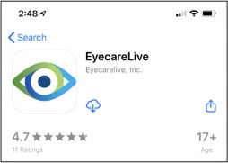 Screenshot from the EyecareLive App